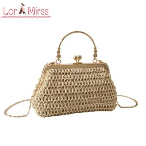Stylish Womens Handbag with Chain Strap Crafted with Hand-woven Details for Formal and Evening Occasions