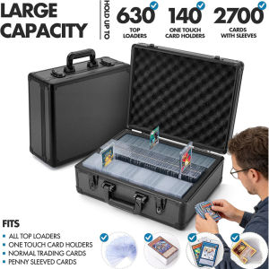 Card Storage Boxs Trading Organizer Aluminum Collection Box Sturdy Versatile Aluminum with EVA Foam Protection 6 Compartments