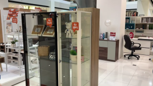 Looms Gaelen 40cm x 40cm x 162cm, รุ่น GAELAN, สีขาว, ตู้โชว์กระจกใส