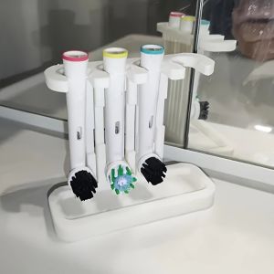 FOUNDTWO 4 Slots Toothbrush Head Holder Plastic 3D Printed Electric Toothbrush Stand Multi-functional Keeps Heads Dry Toothbrush Organizer Bathroom Organizer