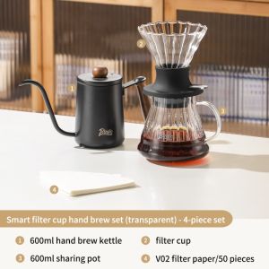 BINCOO Coffee Dripper Set V60 Glass Smart Filter Home