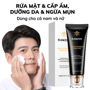 [ CHÍNH HÃNG] Sữa rửa mặt RAMZER 4 TRONG 1 SẠCH SÂU DƯỠNG ẨM  NGỪA MỤN thu nhỏ lỗ chân lông cho cả nam và nữ dùng cho mọi loại da 100ml