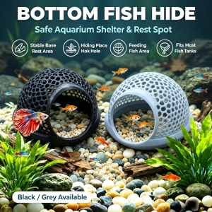 Tahan Lama PETG Cave Pelindung Ikan 2 Model Terapung / Kubah Dasar Aquarium Ornament Selamat untuk Ikan Air Tawar Kecil