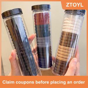 【ZTOYL】 20 Pieces Box Canned Towel Ring High Elastic Seamless Simple Solid Colors Hair Ring Ponytail Holder Hair Ropes Hair Accessories