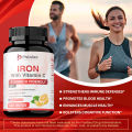 Zat Besi dengan Vitamin C - 65 mg per sajian - Untuk Kekurangan Zat Besi & Anemia, Meningkatkan Produksi Sel Darah Merah - 30/60/120 Kapsul. 