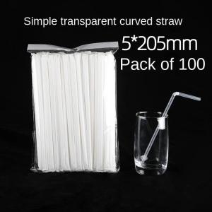 100PCS Disposable Straws Can Be Bent Independent Packaging Flat Straws Spot Wholesale Food-grade Plastic PP  Transparent Straws