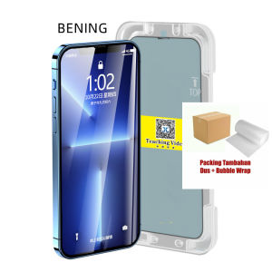 (TEMPERED GLASS PEMASANGAN SUPER CEPAT) ANTI MIRING/BURBLE UNTUK IPHONE 13 PRO MAX/IPHONE 13 MINI PELINDUNG LAYAR EASY INSTALL
