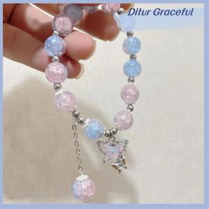 Ditur Butterfly Pendant Elastic Bracelet Colorful Beads Bracelet For Women Girls Fashion Jewelry Gifts