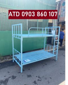 Giường tầng trụ vuông cao cấp màu xanh đẹp sáng -giường 2 tầng ngủ cao cấp hình chụp thật