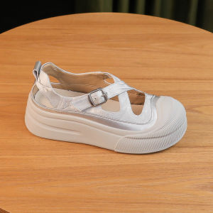 Leather Sandals Womens Thick-soled Hollow and Breathable Casual Sports Shoes