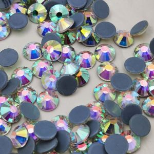 STONE KRISTAL BERLIAN HOTFIX GOSOK RHINESTONE WARNA PUTIH PELANGI AB UKURAN SS 34 PER LUSIN