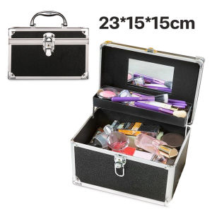 MELEDE Makeup Train Case Pro Adjustable 4 Sliding Trays Cosmetic Case Storage Organizer Box Lockable Compartments