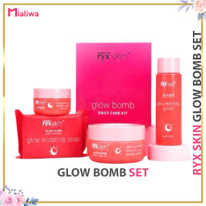 RyxSkin Sincerity Glow Bomb Daily Care Kit Pampaputi Whitening Exfoliating Hydrating Moisturizing Beauty Skin Care Kojic Soap Face Toner Sun Protect Sunscreen Sunblock Night Cream Pimples Acne Pore Scar Blemishes Pekas Melasma Moisturizer For Men & Women