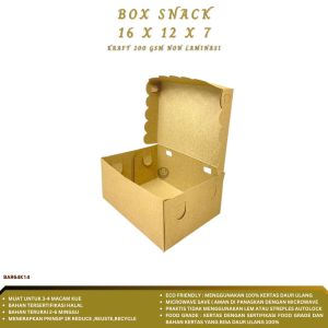 Snack Box 12x16 Dus Aqua Kraft 200 Gsm Box Snack 16X12 (Isi 25 Pcs-BAR64K14)