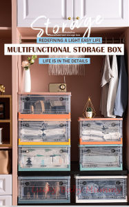 Heighten Plastic foldable stackable Organizer two side door open Extra big storage box faster delivery