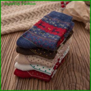 AngelCity Fashion Store 1 Pairs Deer Patterned Women Printed Thick Socks Suitable For Warm Soft Comfortable Christmas Stockings Autumn Winter Socks