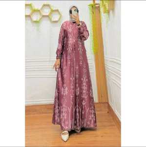 Gamis Terbaru 2024 // Gamis Silk Motif // Gamis Lebaran Mewah