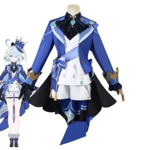 Game Impact Furina Focalors Role Playing Costume Wig Anime Full Set with Hat Fontaine Focalors Halloween Womens Wear