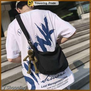 [Towering Pride] Canvas Crossbody Bag Large Capacity Hip-Hop Street Style For Both Men And Women