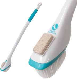 Miracle Foot Brush 30" w/ Scrubbing Pumice Stone and Shower Grip Handle with Hook.Wet/Dry Brush Great for Seniors Disabled or Post surgery.1000s sold