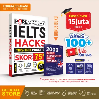 BUKU IELTS PARE ACADEMY IELTS HACKS TIPS TRIK PRAKTIS SKOR 75+