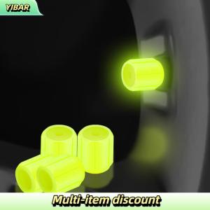 YIBAR 4pc Luminous Tire Valve Caps For Car Motorcycle Bike Wheel Hub Styling Tool Glow In Dark Valve Stem Air Dust Rim Cover Accessory
