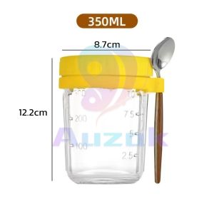 AUK. Portable Breakfast Cups 350ML Cereal Nut Yogurt Salad Cup Container Set with Spoon Carry To Go Bottle-Shaped Salad Drinkware Mugs Container