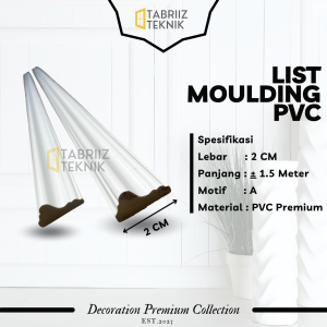 LIS PVC LIST DINDING PROFIL MOTIF A LEBAR 4CM PANJANG 15 METER CUSTOM KUALITAS PREMIUM WARNA PUTIH