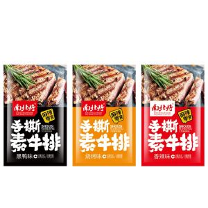 Nanbeite Hand-Torn Vegetarian Beef Steak Snack Soy Protein 3 Flavors (Duck BBQ Spicy) Snack Ready-to-Eat
