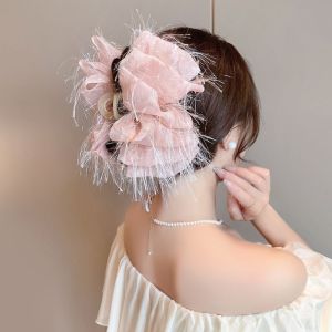 MENGLIANG Large Hair Clip Sweet Tassel Shark Clip  Elegant Headwear Accessories for Girls