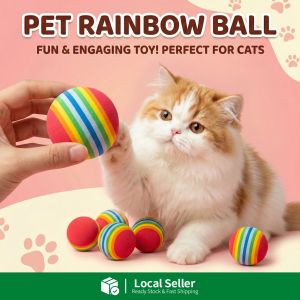 Pet Eva Ball Soft Ball Cat Ball Toy Dog Ball Mini Size Rainbow Color Mainan Kucing Murah Bola Kucing