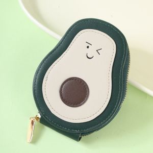 SWIFTTIDE PU Leather Mini Card Wallet Large Capacity Cartoon Avocado ID Card Holder High Quality 11 Card Pockets Coin Purse Men