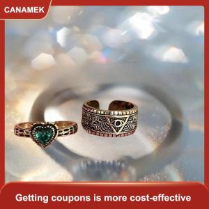 【CANAMEK 】 Y2k Demon Heart Zircon Opening Adjustable Rings For Women Vintage Personality Rings Party Jewelry Accessories Gifts