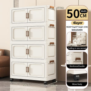 Foldable Storage Cabinet Multifunctional Locker Magnetic Door 3/4/5 Layers Kitchen Cabinet Storage Box Durabox Organizer