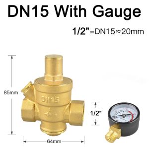 High-Quality Brass Water Pressure Regulator Valve with Gauge DN15/DN20/DN25 - Easy to Install Durable Pressure-Meter Adjustable Faucet Valve