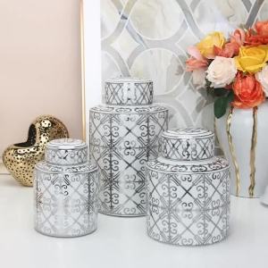 FFBH Ceramic Tea Caddies Large Sealed Anti-corrosion Tea Caddies Modern Creative Storage Containers Home Merchandises Decoration 3T7R1