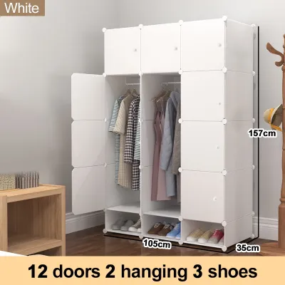 Clothes Storage Cabinet DIY Wardrobe Plastic Rak baju Bertutup Bedroom almari baju Drawer Storage Clothes Cabinet Clothing Cabinet Almari Pakaian 衣櫃/衣橱
