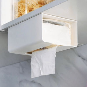 Wall Mounted Tissue Box Self Adhesive Napkin Holder Home Disposable Gloves Storage Case Kitchen Paper Organizer