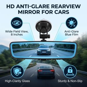8" Universal Car Interior Rearview Mirror Wide Angle Rear View Mirror for Car Truck Car Rearview