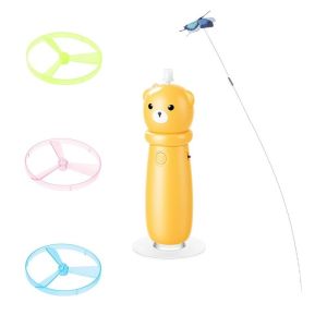 DEER 360° Rotation Butterfly Electric Cat Teaser Automatic Suction Cup Base Launching Stick Toy Funny USB Rechargeable Flying Disc Cat Toy Kitten Training