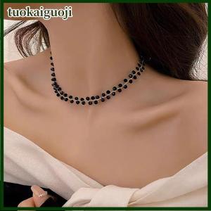 tuokaiguoji High-end Black Short Clavicle Chain Female Jewelry Beaded Fashion Necklaces Accessories Gift