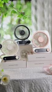 2025 Desktop Night Light Fan with Aromatherapy Ultra-Thin Transparent Desktop Silent Digital Display USB Rechargeable Outdoor Portable Hanging and Standing Fan