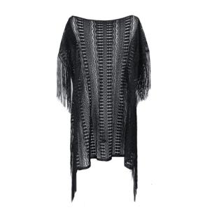 Women Beach Dress Hollow Out Beach Cover Up Solid Color Swimwear Cover Up Tassels Swimsuit Cover Up for Beachwear