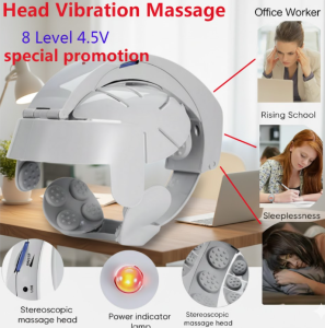 [SG Stock] Electric Head Massager Helmet | 8 Levels Vibration Intensity | Brain Relaxation & Scalp Stimulator | Relieve Stress & Improve Sleep Quality | 3-Way Power (USB/Battery/Plug)