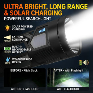 Super Bright LED Flashlight Outdoor Waterproof Rechargeable Searchlight Torch Camping Hiking Emergency Light