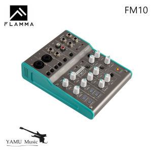 FLAMMA FM10 Digital Audio Mixer 6 Channel Mixing Console Sound Card USB Interface 48V Phantom Power for PC Recording Live Stream