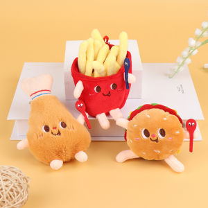 [Childhood MS] 1 chiếc móc khóa nhồi bông thực phẩm đồ chơi búp bê nhồi bông khoai tây chiên xúc xích Hamburger
