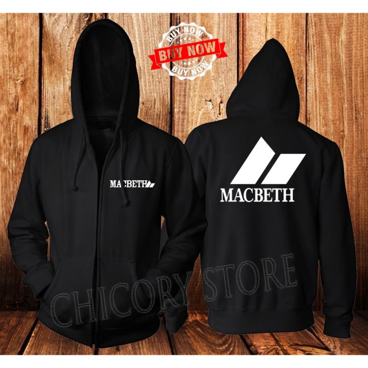 Macbeth Printed Logo Zippered Black Cotton Fleece Unisex Hoodie Lazada PH