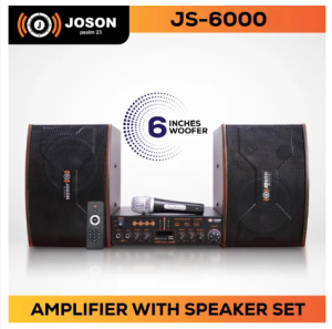 Joson Karaoke Professional Audio Speaker With Amplifier 300Watts JS-6000(1 Paired 6 Inches Speaker 1 Amplifier and Microphone)