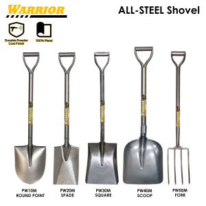 WARRIOR Shovel Heavy Duty 40.5in All-Metal Handle D-Grip and Head for (Gardening and Digging)